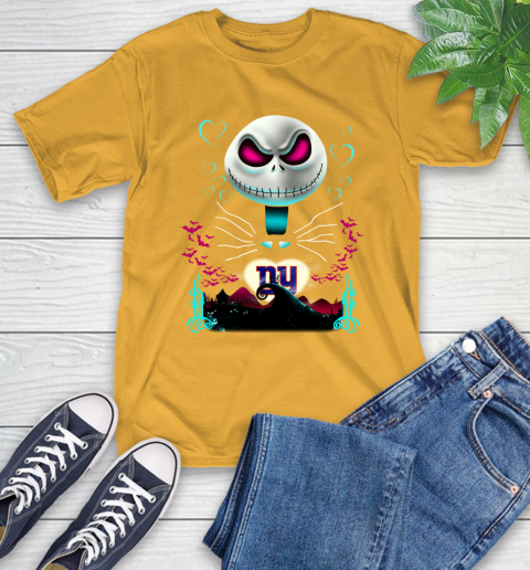 NFL New York Giants Jack Skellington Sally The Nightmare Before Christmas Football T-Shirt 2