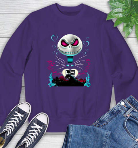 NHL Los Angeles KingsJack Skellington Sally The Nightmare Before Christmas Hockey Sweatshirt 4