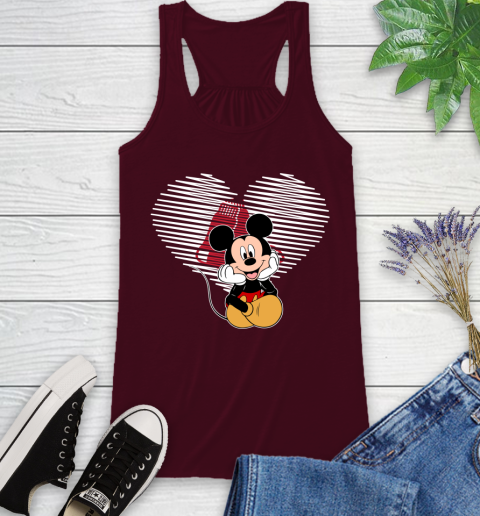 MLB Boston Red Sox The Heart Mickey Mouse Disney Baseball T Shirt_000 Racerback Tank 2