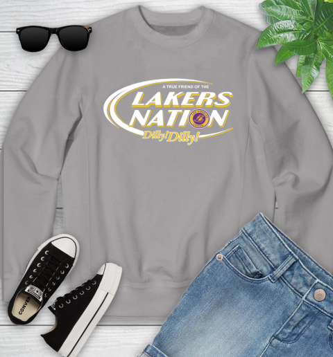 NBA A True Friend Of The Los Angeles Lakers Dilly Dilly Basketball Sports Youth Sweatshirt 3