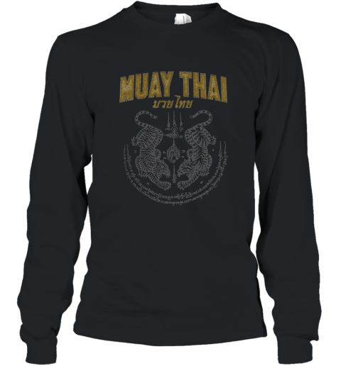 Twin Tiger Sak Yant Muay Thai T Shirt Long Sleeve