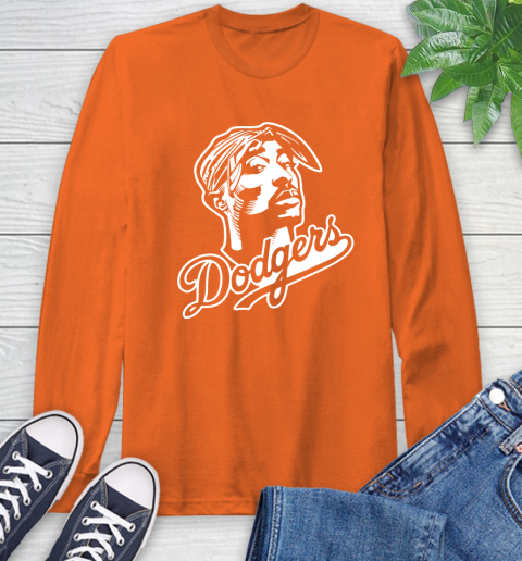 Tupac Dodgers Long Sleeve T Shirt Tee For Sports