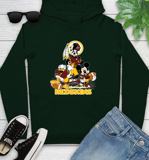 NFL Washington Redskins Mickey Mouse Donald Duck Goofy Football Shirt Youth Hoodie 14