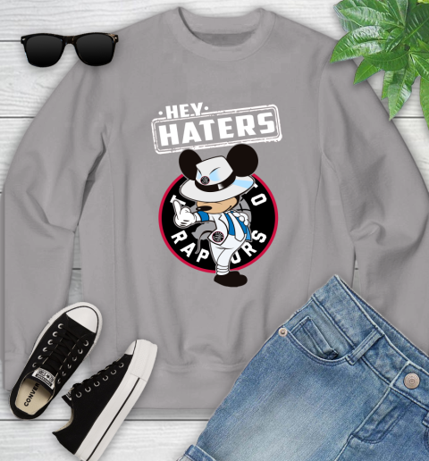 NBA Hey Haters Mickey Basketball Sports Toronto Raptors Youth Sweatshirt 3
