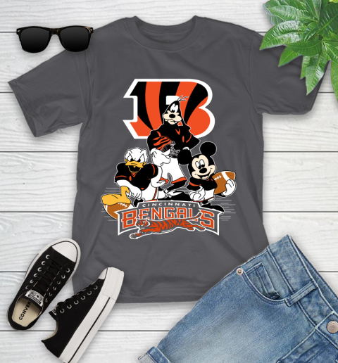 NFL Cincinnati Bengals Mickey Mouse Donald Duck Goofy Football Shirt Youth T-Shirt 6