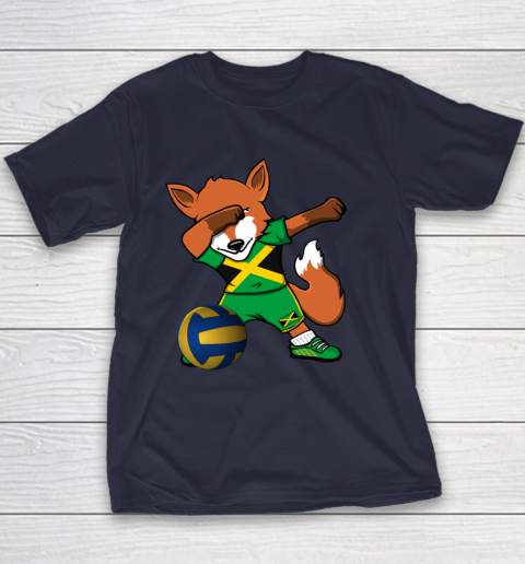 Dabbing Fox Jamaica Volleyball Fans Jersey Jamaican Youth T-Shirt 3