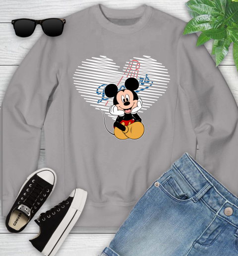 MLB Los Angeles Dodgers The Heart Mickey Mouse Disney Baseball T Shirt_000 Youth Sweatshirt 3