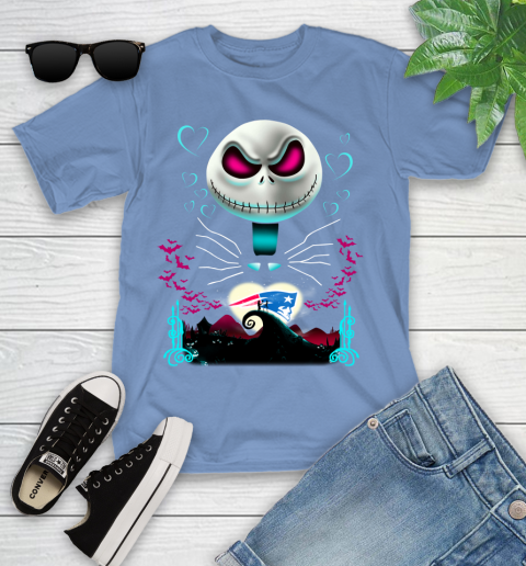 NFL New England Patriots Jack Skellington Sally The Nightmare Before Christmas Football Youth T-Shirt 15