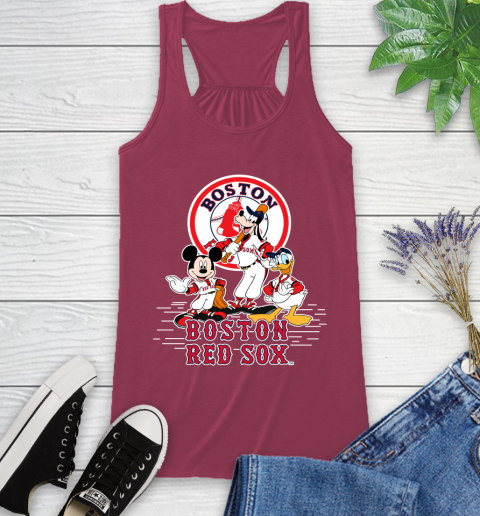 MLB Boston Red Sox Mickey Mouse Donald Duck Goofy Baseball T Shirt Racerback Tank 7