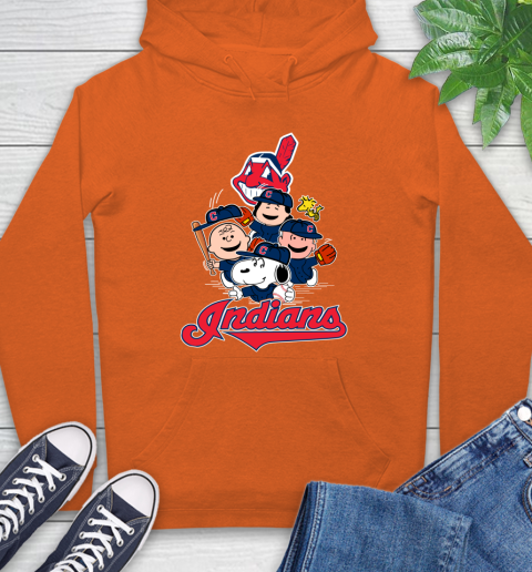 MLB Cleveland Indians Snoopy Charlie Brown Woodstock The Peanuts Movie Baseball T Shirt_000 Hoodie 4