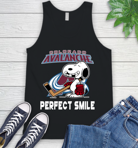 NHL Colorado Avalanche Snoopy Perfect Smile The Peanuts Movie Hockey T Shirt Tank Top