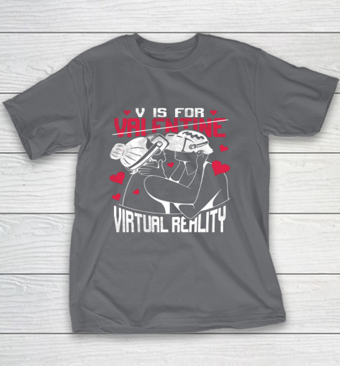 V Is For Virtual Reality Funny Valentine Couples Lovers Kiss Youth T-Shirt 6