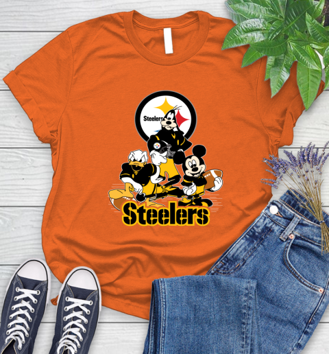 NFL Pittsburgh Steelers Mickey Mouse Donald Duck Goofy Football Shirt Women's T-Shirt 3