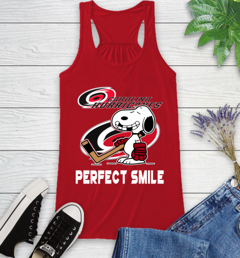 NHL Carolina Hurricanes Snoopy Perfect Smile The Peanuts Movie Hockey T Shirt Racerback Tank 5
