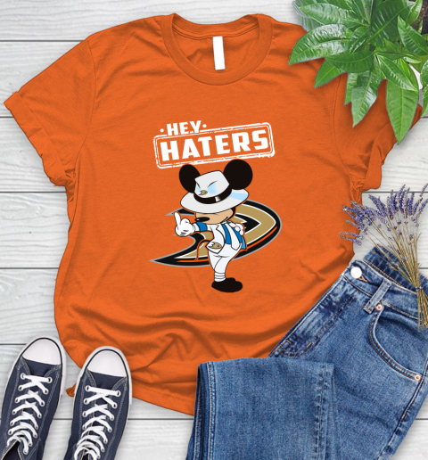 NHL Hey Haters Mickey Hockey Sports Anaheim Ducks Women's T-Shirt 3