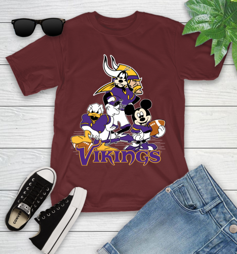 NFL Minnesota Vikings Mickey Mouse Donald Duck Goofy Football Shirt Youth T-Shirt 14