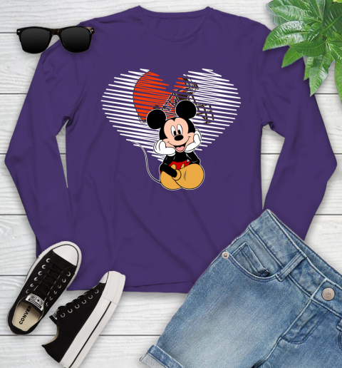 NFL Cleveland Browns The Heart Mickey Mouse Disney Football T Shirt_000 Youth Long Sleeve 4