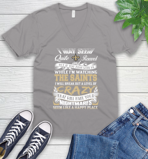 New Orleans Saints NFL Football Don't Mess With Me While I'm Watching My Team V-Neck T-Shirt 3