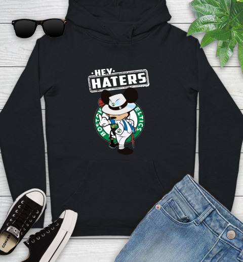 NBA Hey Haters Mickey Basketball Sports Boston Celtics Youth Hoodie