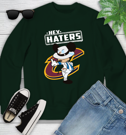NBA Hey Haters Mickey Basketball Sports Cleveland Cavaliers Youth Sweatshirt 9