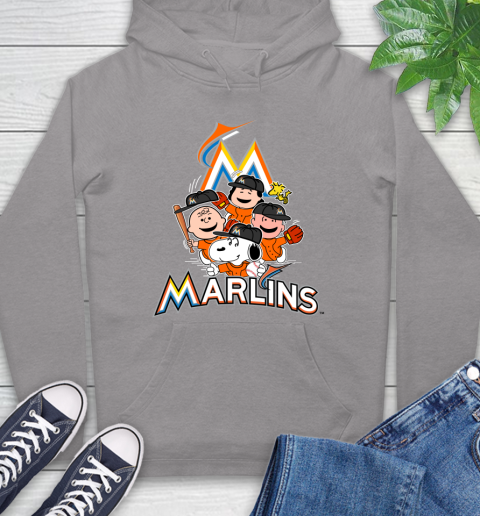MLB Miami Marlins Snoopy Charlie Brown Woodstock The Peanuts Movie Baseball T Shirt Hoodie 6