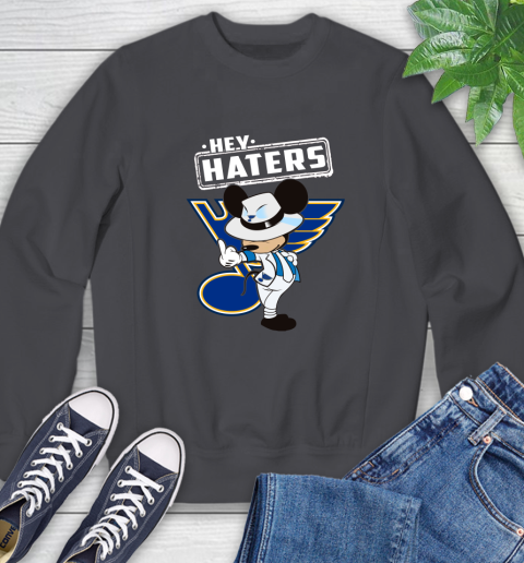 NHL Hey Haters Mickey Hockey Sports St.Louis Blues Sweatshirt 6