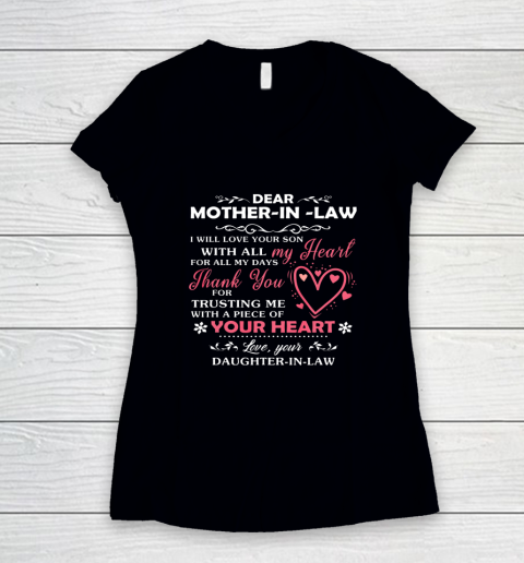 Dear Mother In Law I Will Love Your Son With All My Heart Women's V-Neck T-Shirt