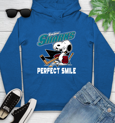 NHL San Jose Sharks Snoopy Perfect Smile The Peanuts Movie Hockey T Shirt Youth Hoodie 11