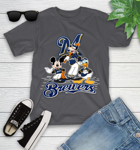 MLB Milwaukee Brewers Mickey Mouse Donald Duck Goofy Baseball T Shirt Youth T-Shirt 6