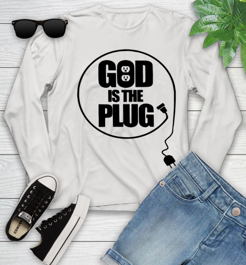 God is the plug Youth Long Sleeve