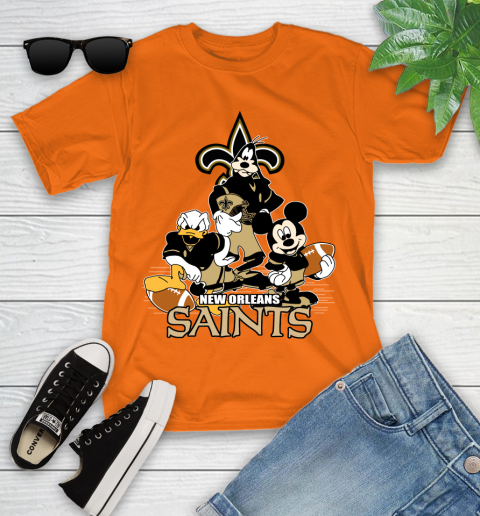 NFL New Orleans Saints Mickey Mouse Donald Duck Goofy Football Shirt Youth T-Shirt 9
