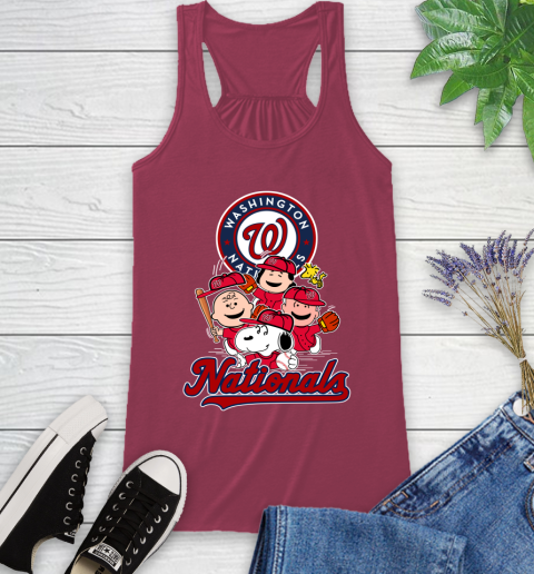 MLB Washington Nationals Snoopy Charlie Brown Woodstock The Peanuts Movie Baseball T Shirt_000 Racerback Tank 7