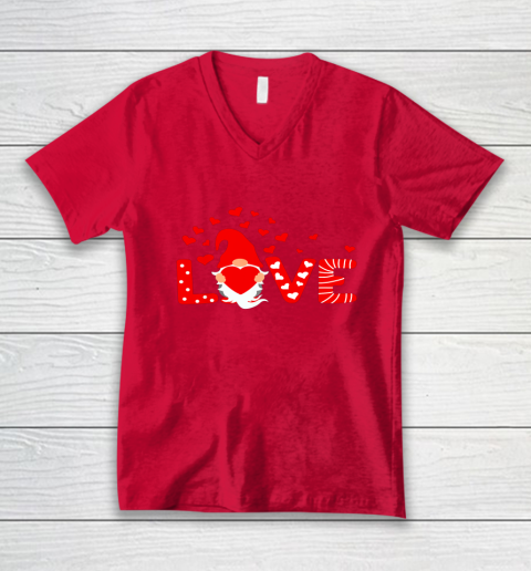 Valentine's Day LOVE Gnomies Holding Red Heart Valentine V-Neck T-Shirt 11