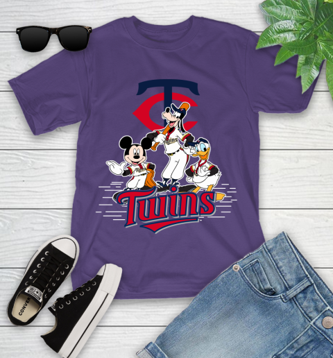 MLB Minnesota Twins Mickey Mouse Donald Duck Goofy Baseball T Shirt Youth T-Shirt 3