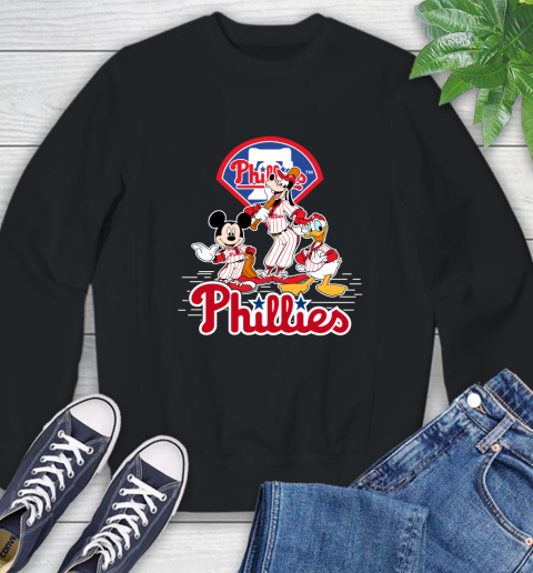 MLB Philadelphia Phillies Mickey Mouse Donald Duck Goofy Baseball T Shirt Sweatshirt
