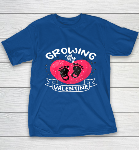 Womens Growing My Valentine literally pregnant shirt Pregnancy Wife Youth T-Shirt 7