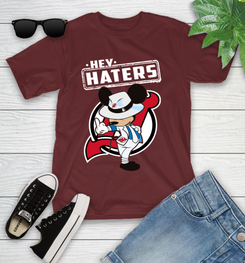 NHL Hey Haters Mickey Hockey Sports New Jersey Devils Youth T-Shirt 14