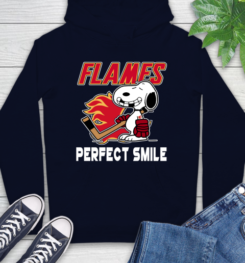 NHL Calgary Flames Snoopy Perfect Smile The Peanuts Movie Hockey T Shirt Hoodie 3