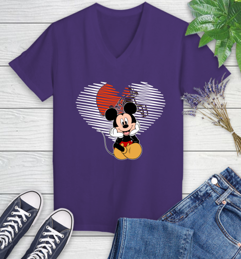 NFL Cleveland Browns The Heart Mickey Mouse Disney Football T Shirt_000 Women's V-Neck T-Shirt 3