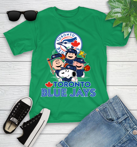 MLB Toronto Blue Jays Snoopy Charlie Brown Woodstock The Peanuts Movie Baseball T Shirt_000 Youth T-Shirt 8