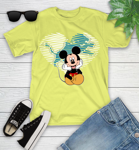 NFL Detroit Lions The Heart Mickey Mouse Disney Football T Shirt_000 Youth T-Shirt 10