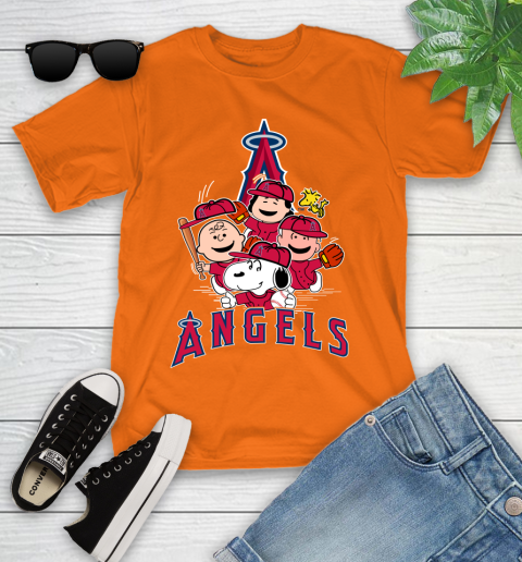 MLB Los Angeles Angels Snoopy Charlie Brown Woodstock The Peanuts Movie Baseball T Shirt_000 Youth T-Shirt 9