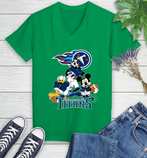 NFL Tennessee Titans Mickey Mouse Donald Duck Goofy Football Shirt Women's V-Neck T-Shirt 5