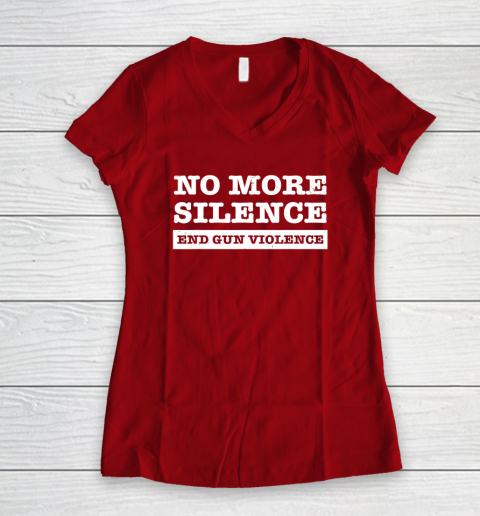 End Gun Violence Shirt Wear Orange Anti Gun No More Silence Women's V-Neck T-Shirt 6