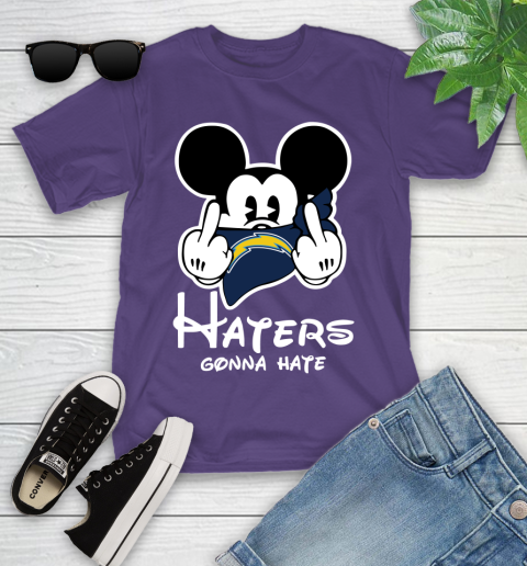 NFL Los Angeles Chargers Haters Gonna Hate Mickey Mouse Disney Football T Shirt Youth T-Shirt 3