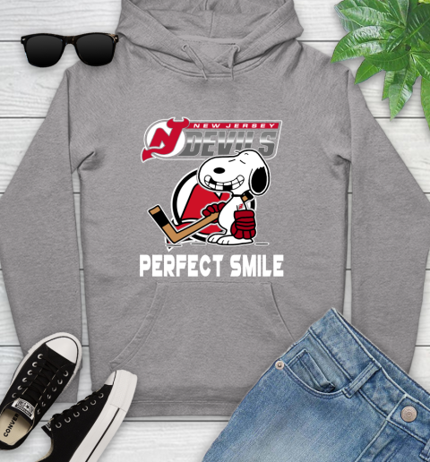NHL New Jersey Devils Snoopy Perfect Smile The Peanuts Movie Hockey T Shirt Youth Hoodie 6