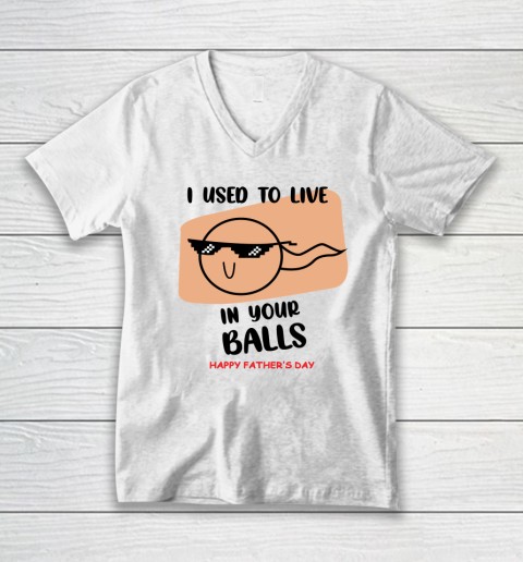 I Used To Live In Your Balls Father's Funny Birthday For Dad V-Neck T-Shirt