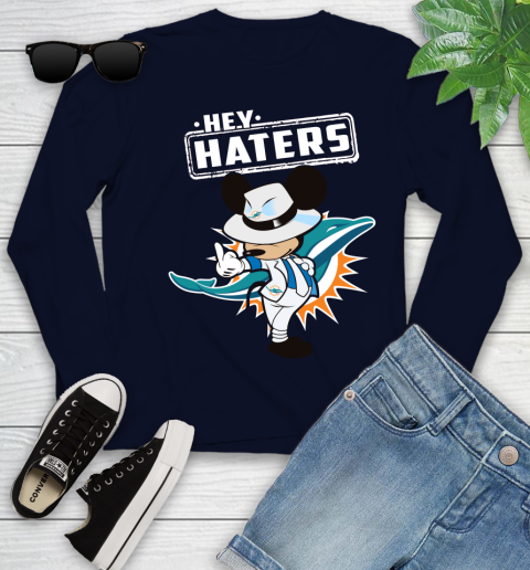 NFL Hey Haters Mickey Football Sports Miami Dolphins Youth Long Sleeve 2