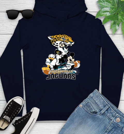 NFL Jacksonville Jaguars Mickey Mouse Donald Duck Goofy Football Shirt Youth Hoodie 3