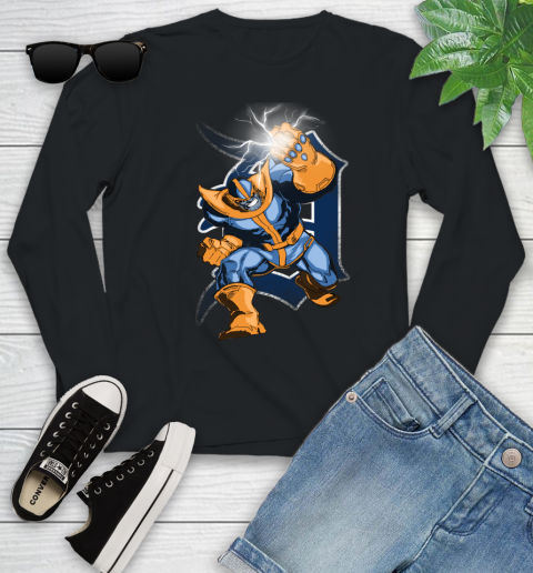 Detroit Tigers MLB Baseball Thanos Avengers Infinity War Marvel Youth Long Sleeve